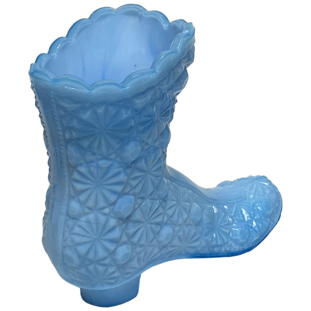 Vintage Boyd Glass Alpine Blue High Top Boot Daisy & Button 4" Figurine 1998 - Picture 15 of 16